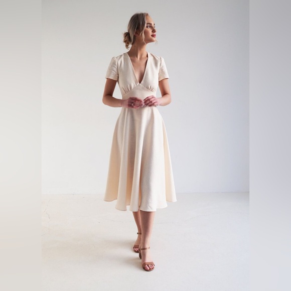 Dusty Blue Linen Dress (Sicily) - Picture 1 of 4